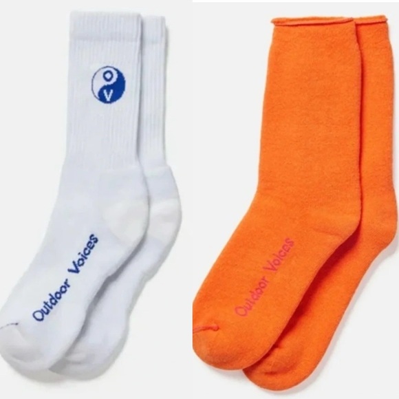 Outdoor Voices Accessories - 2 Pair Outdoor Voices Graphic Crew Socks